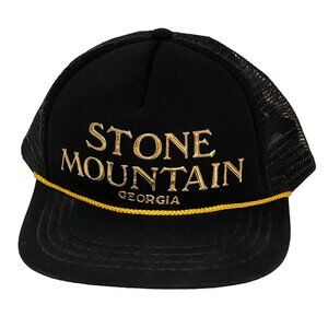 Vintage Stone Mountain Georgia Corded Snapback Trucker Hat‎ Black USA Travel